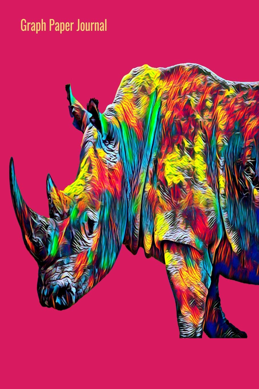 Graph Paper Journal: 140 Squared Pages for Journaling Ideas or Keeping a Diary Grid Interior Pink With Colorful Rhino Cover Art, 6 x 9 inches (15 x 23 cm) Lifestyle