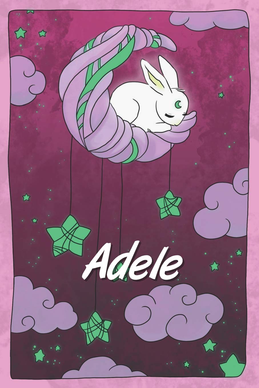 Adele: personalized notebook | sleeping bunny on the moon with stars | softcover | 120 pages | blank | useful as notebook, dream diary, scrapbook, journal or gift idea book