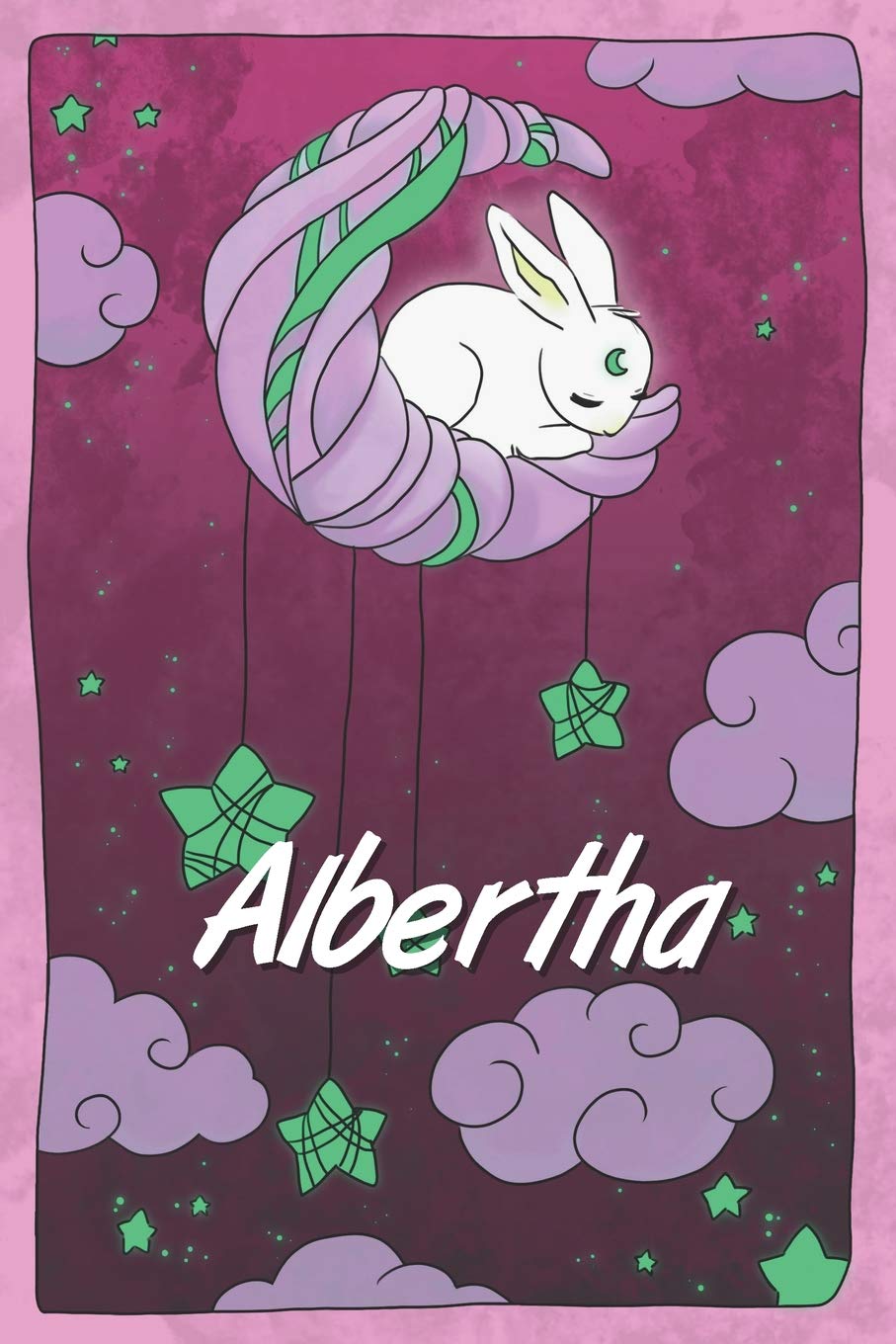 Albertha: personalized notebook | sleeping bunny on the moon with stars | softcover | 120 pages | blank | useful as notebook, dream diary, scrapbook, journal or gift idea Non-fiction