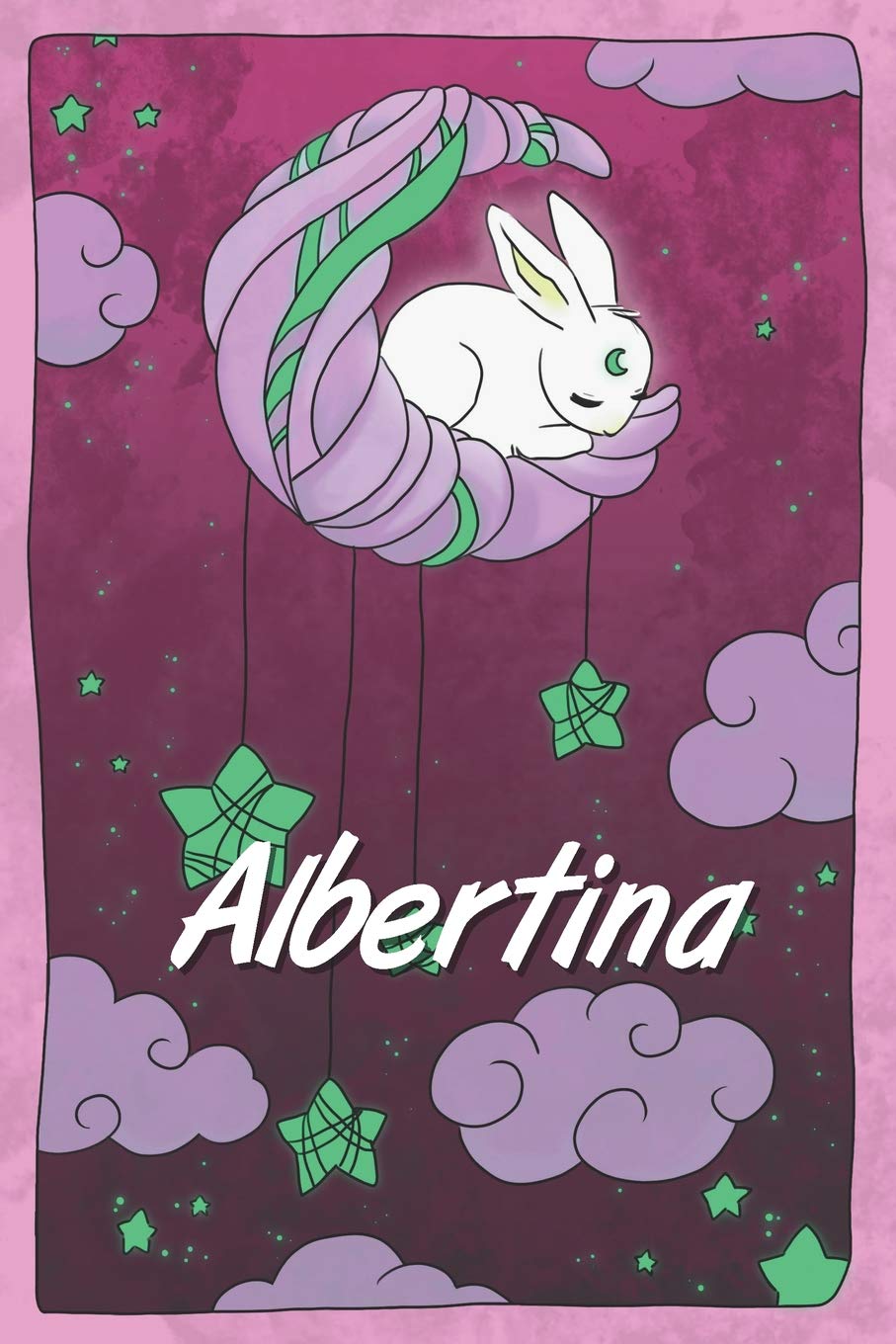 Albertina: personalized notebook | sleeping bunny on the moon with stars | softcover | 120 pages | blank | useful as notebook, dream diary, scrapbook, journal or gift idea Non-fiction