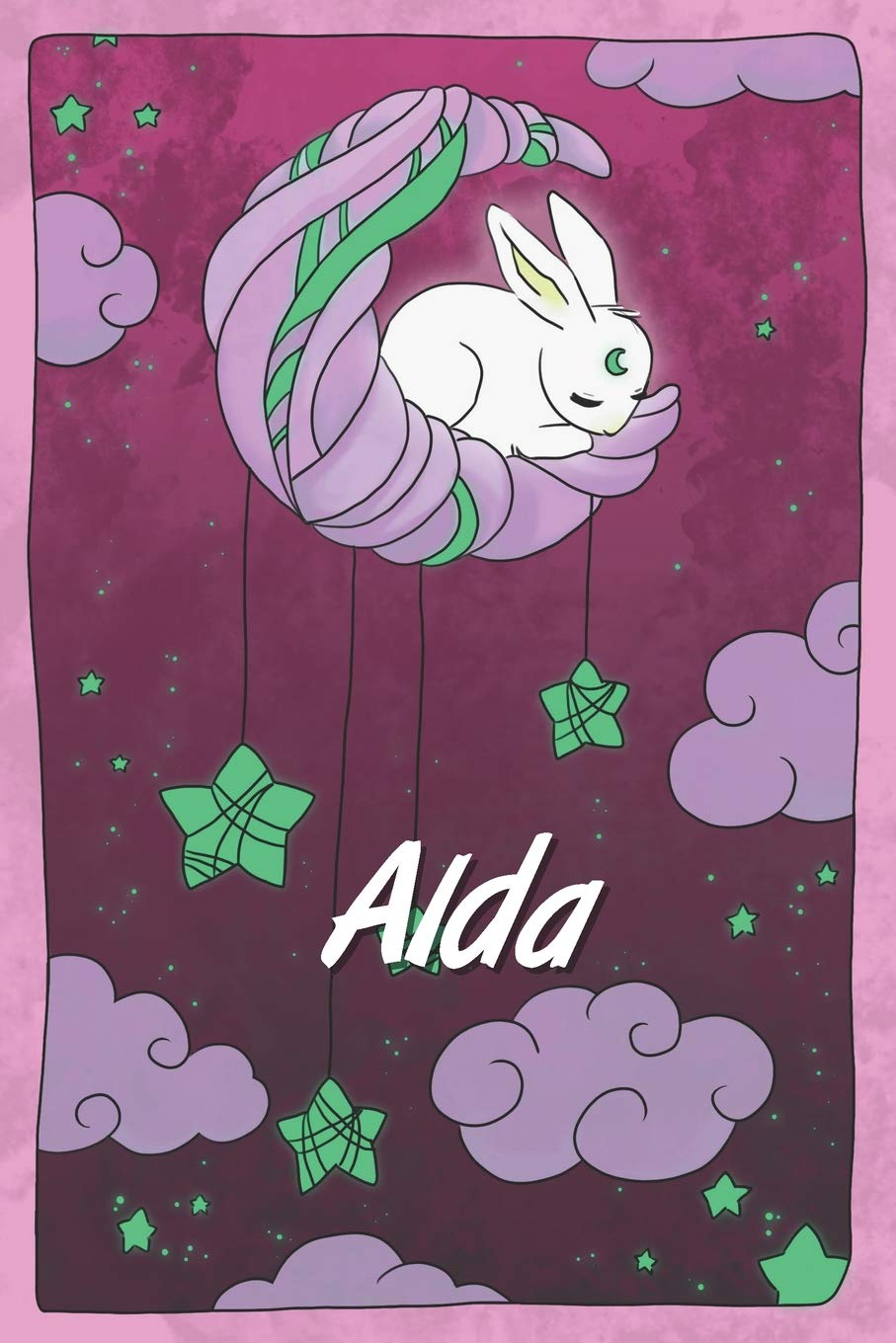 Alda: personalized notebook | sleeping bunny on the moon with stars | softcover | 120 pages | blank | useful as notebook, dream diary, scrapbook, journal or gift idea Non-fiction