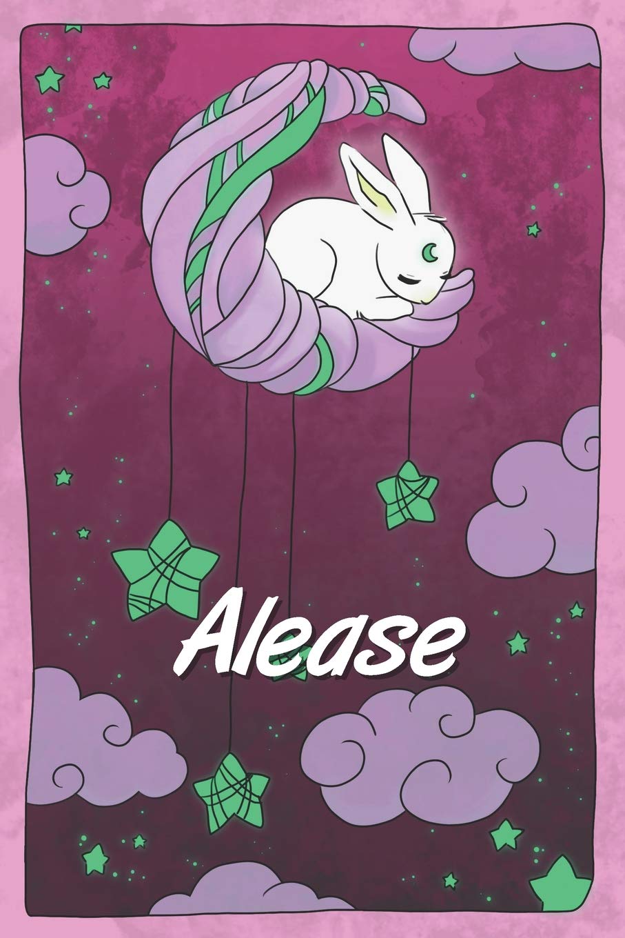 Alease: personalized notebook | sleeping bunny on the moon with stars | softcover | 120 pages | blank | useful as notebook, dream diary, scrapbook, journal or gift idea Non-fiction