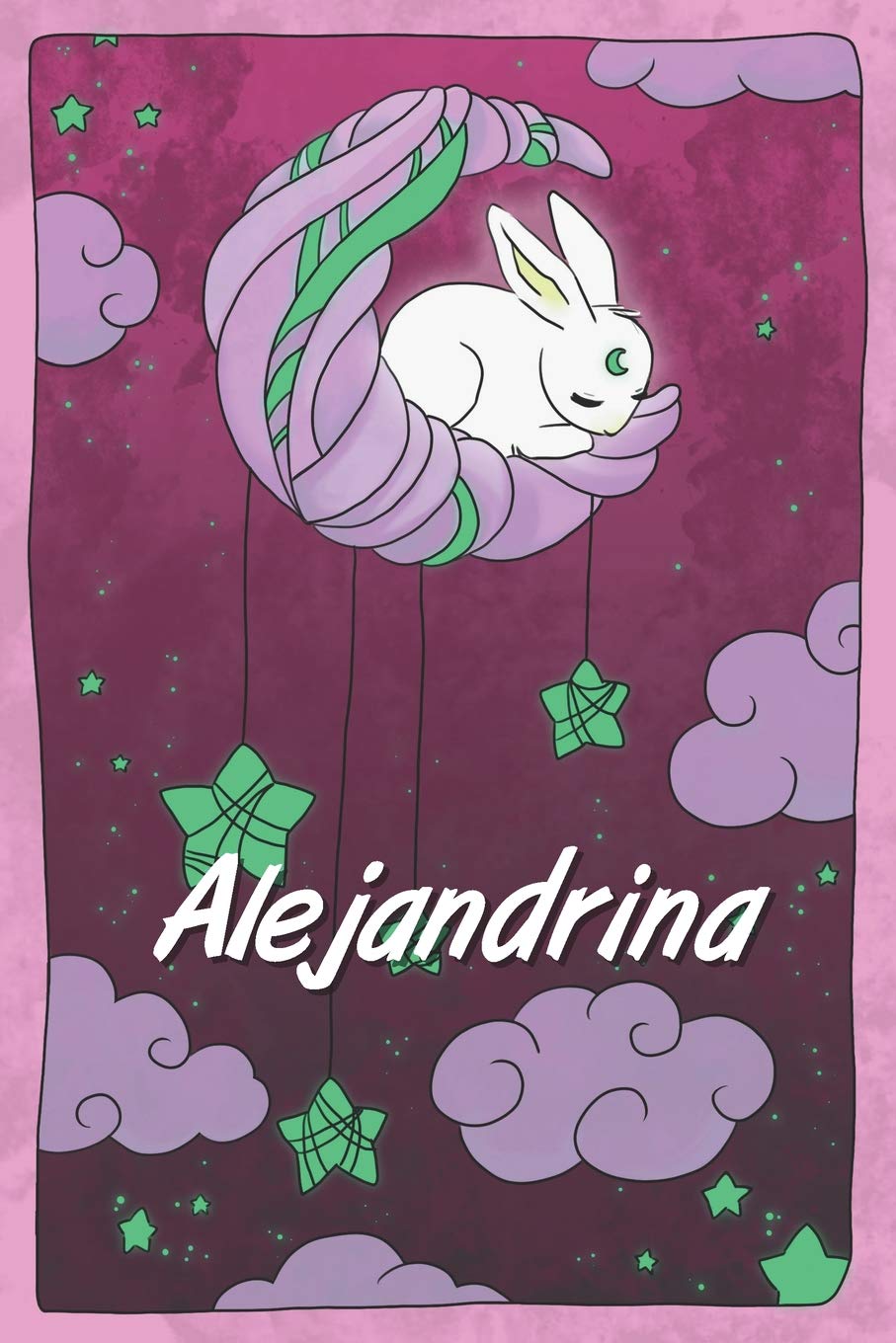 Alejandrina: personalized notebook | sleeping bunny on the moon with stars | softcover | 120 pages | blank | useful as notebook, dream diary, scrapbook, journal or gift idea Non-fiction
