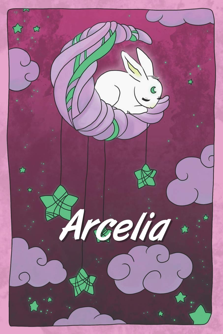 Arcelia: personalized notebook | sleeping bunny on the moon with stars | softcover | 120 pages | blank | useful as notebook, dream diary, scrapbook, journal or gift idea Non-fiction