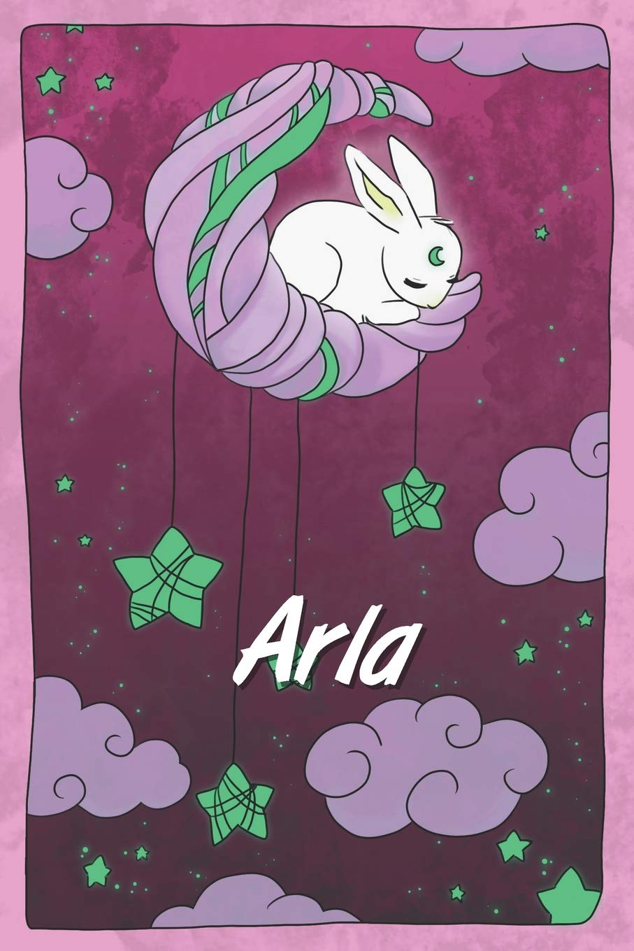 Arla: personalized notebook | sleeping bunny on the moon with stars | softcover | 120 pages | blank | useful as notebook, dream diary, scrapbook, journal or gift idea Non-fiction
