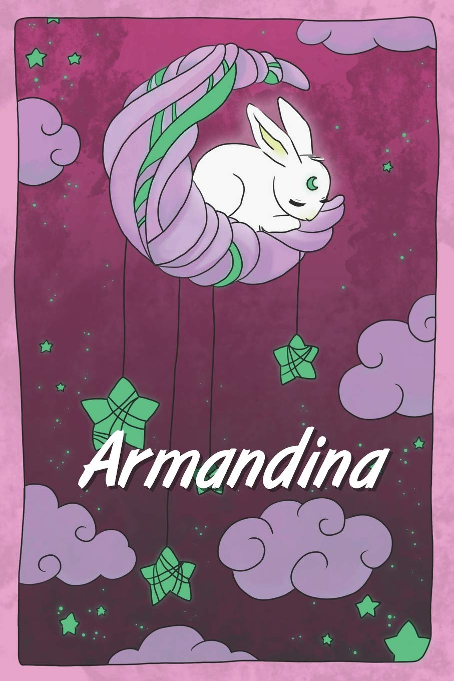 Armandina: personalized notebook | sleeping bunny on the moon with stars | softcover | 120 pages | blank | useful as notebook, dream diary, scrapbook, journal or gift idea Non-fiction