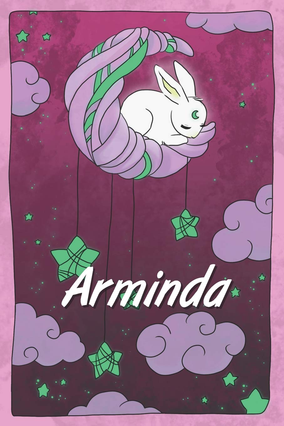 Arminda: personalized notebook | sleeping bunny on the moon with stars | softcover | 120 pages | blank | useful as notebook, dream diary, scrapbook, journal or gift idea Non-fiction