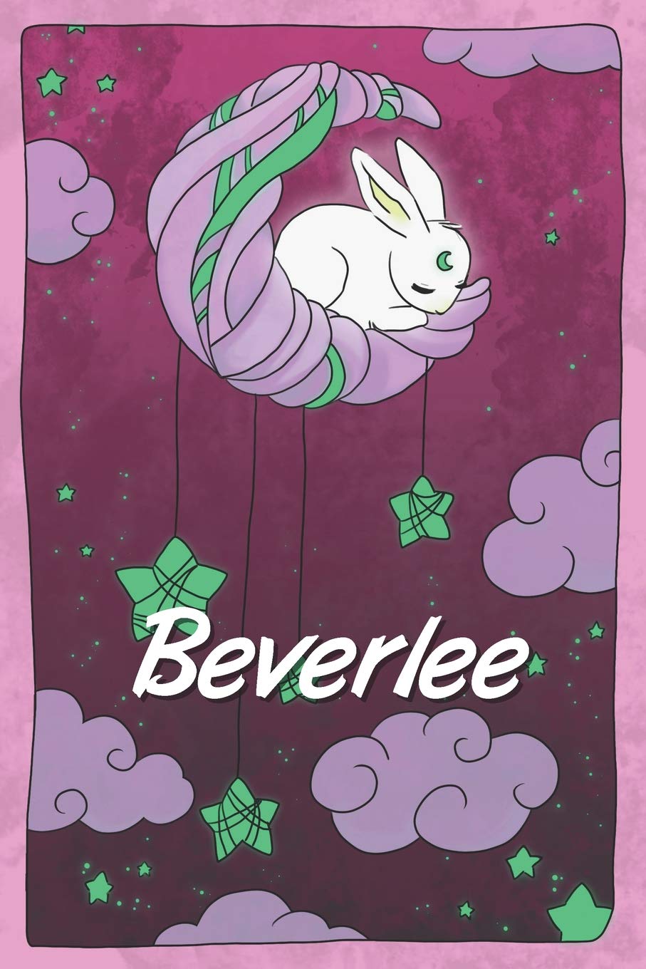 Beverlee: personalized notebook | sleeping bunny on the moon with stars | softcover | 120 pages | blank | useful as notebook, dream diary, scrapbook, journal or gift idea book