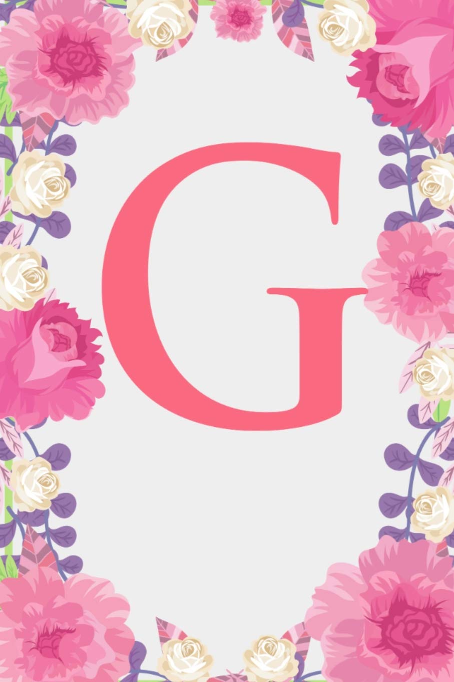 G: Letter G Monogram Initials Pink Rose Floral Notebook & Journal Non-fiction