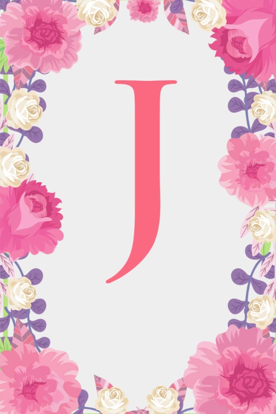 J: Letter J Monogram Initials Pink Rose Floral Notebook & Journal Non-fiction