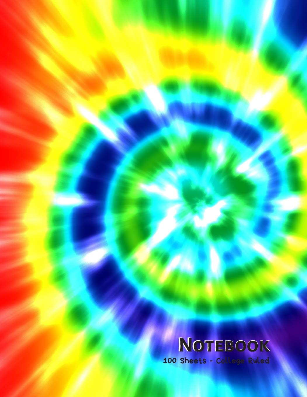 Notebook: Rainbow Tie Dye - 100 Sheets - College Ruled (8.5" x 11") Film, Art & Culture