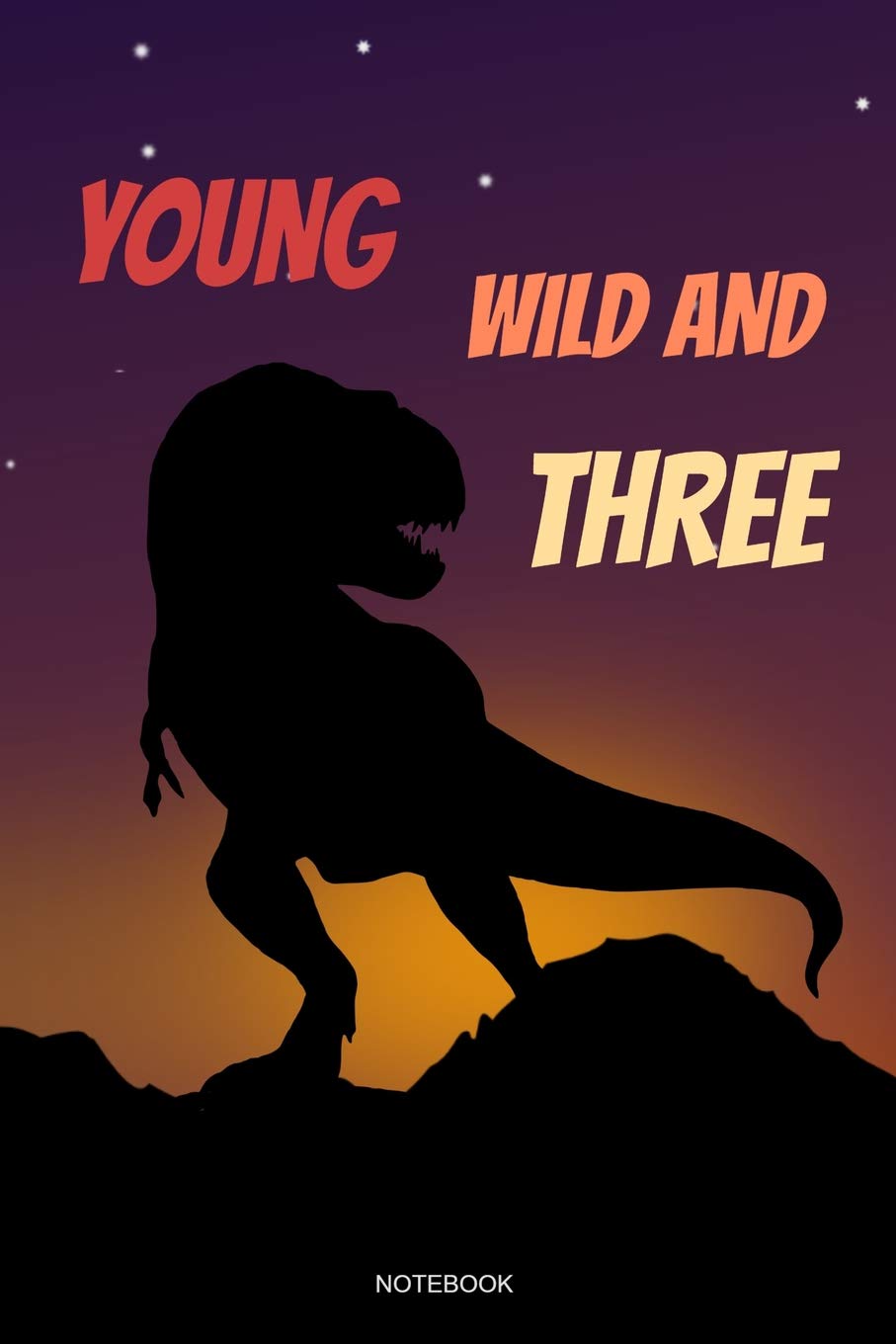 Young Wild And Three Notebook: 3th Birthday Dinosaur Lover Gift Kids I T-Rex Vintage Happy Bday Kinder Party Present Toddler School Boy Girl I Size 6 ... Diary Guest Book Tickler Memo Sketch Log Book book