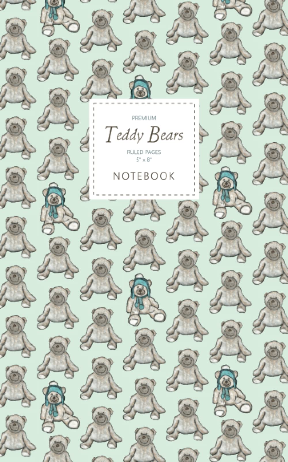 Teddy Bears Notebook - Ruled Pages - 5x8 - Premium (Green) Media & Communication