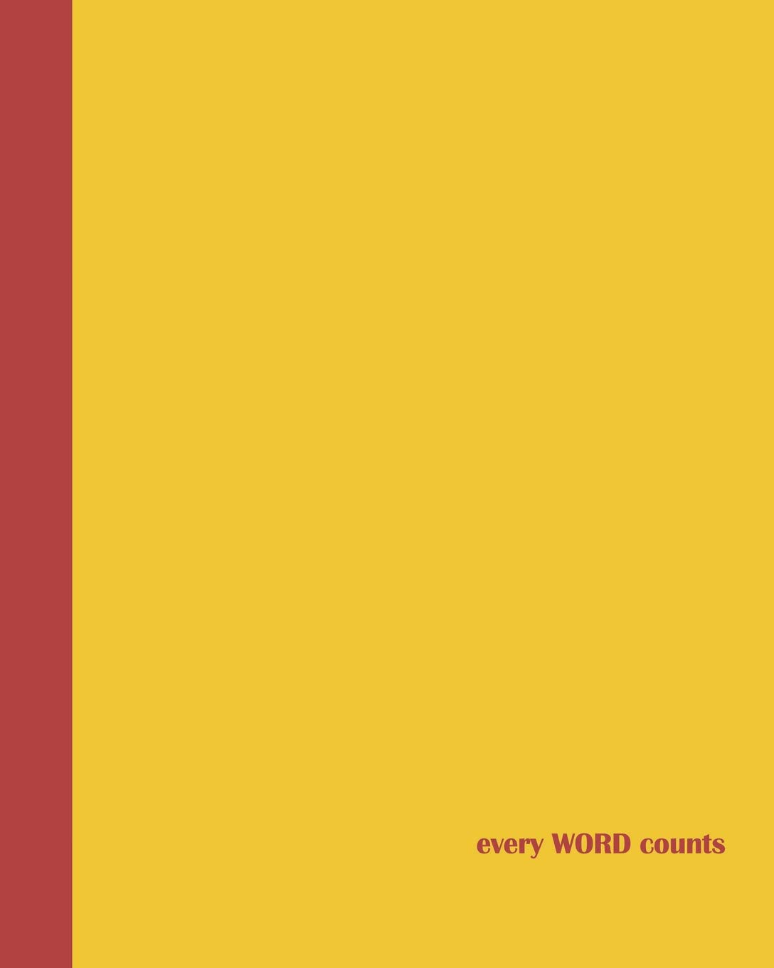 Sketch Journal: Every Word Counts (Yellow and Red) 8x10 - Pages are LINED ON THE BOTTOM THIRD with blank space on top Lifestyle