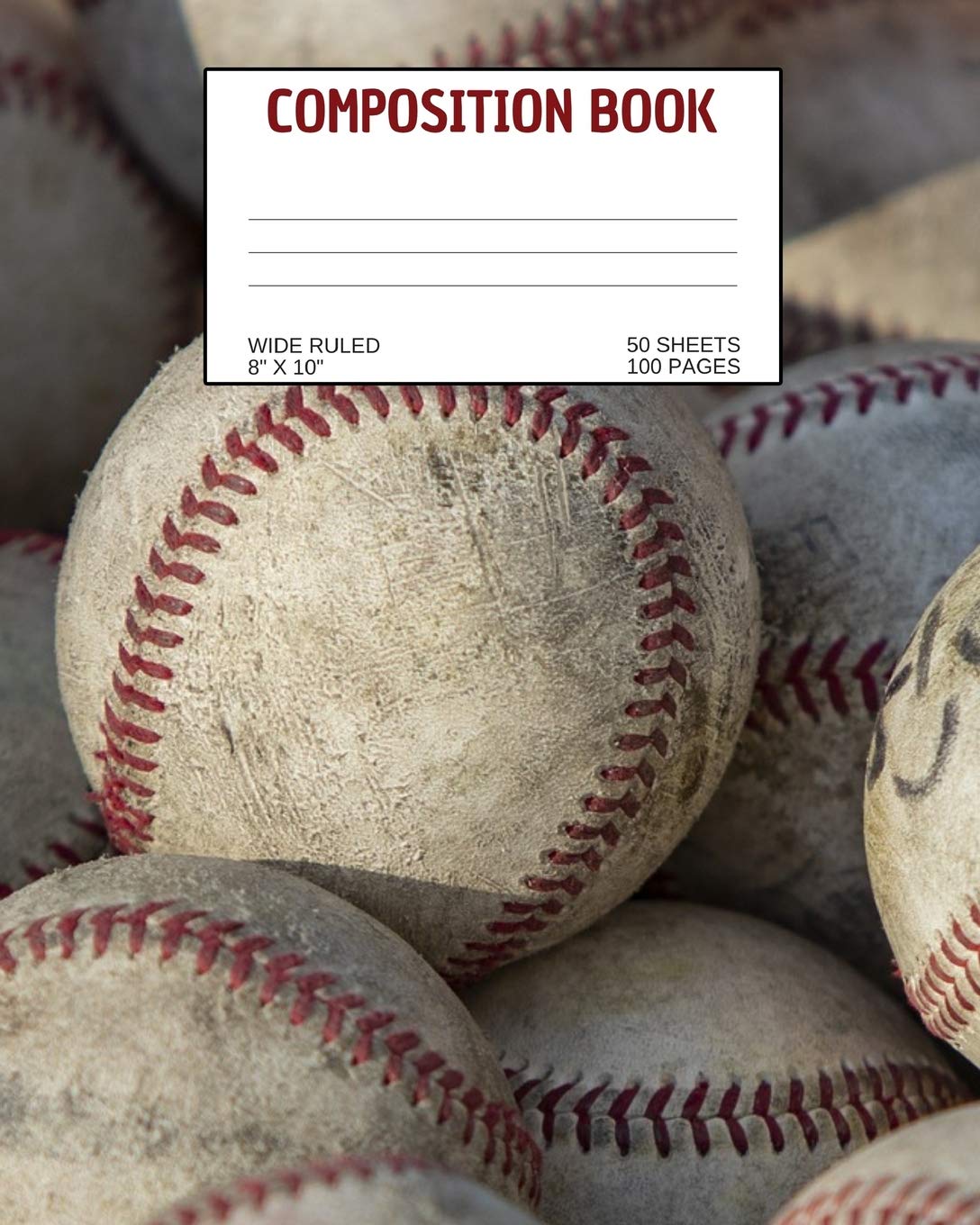 Composition Book: Baseball; wide ruled; 50 sheets/100 pages; 8" x 10" Learning & Reference