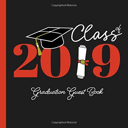 Graduation Guest Book Class of 2019: Guestbook with Card Style Guest Advice and Memory Jar + Bonus Scrapbooking Pages | Yearbook Style Party Keepsake for Graduate | Black Red Hobbies & Crafts