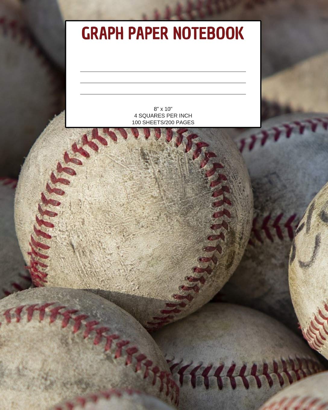 Graph Paper Notebook: Baseball; 4 squares per inch; 100 sheets/200 pages; 8" x 10" Learning & Reference