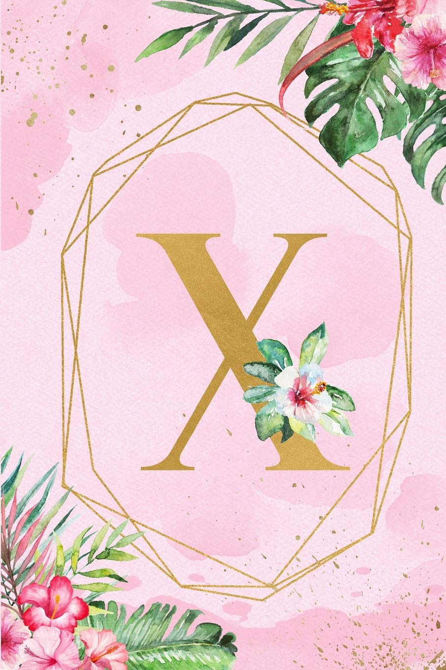 X: Monogram Initial X Notebook for Women & Girls, Pink Tropical Floral Journal to Write in, College Ruled Composition Notebook, 6 x 9 Blank Line Summer Beach Travel Gift Diary Note Book Travel Guides