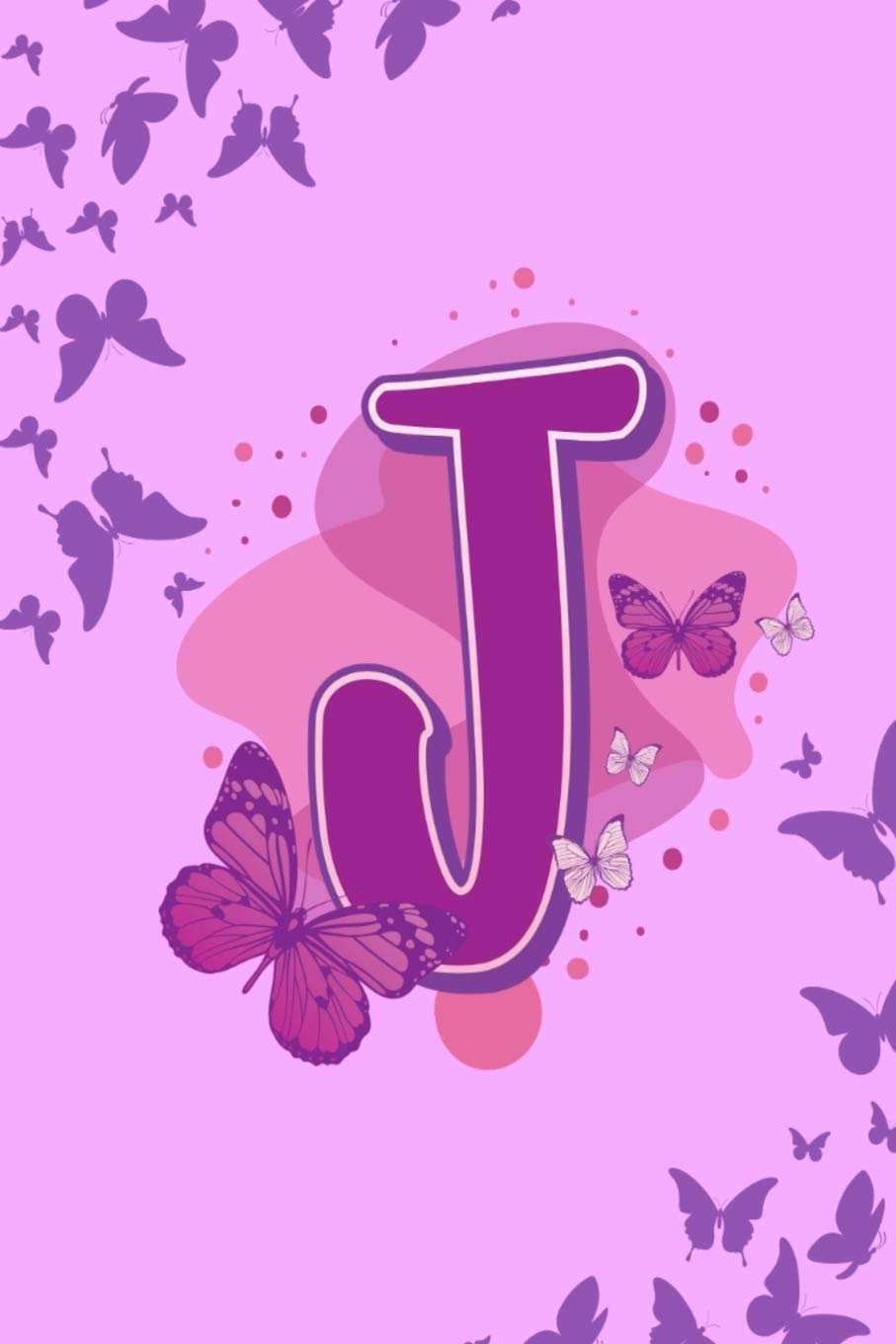 J: Letter J Monogram Purple & Pink Butterfly Notebook & Journal Media & Communication