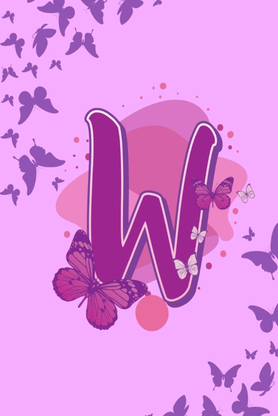 W: Letter W Monogram Purple & Pink Butterfly Notebook & Journal Media & Communication