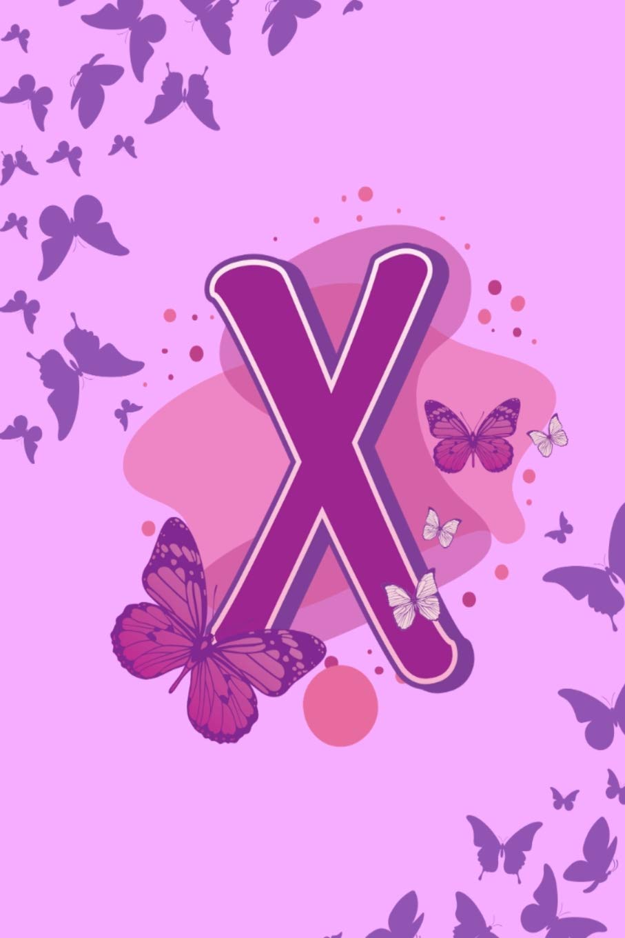 X: Letter X Monogram Purple & Pink Butterfly Notebook & Journal Media & Communication
