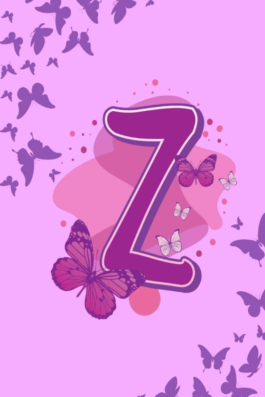 Z: Letter Z Monogram Purple & Pink Butterfly Notebook & Journal Media & Communication