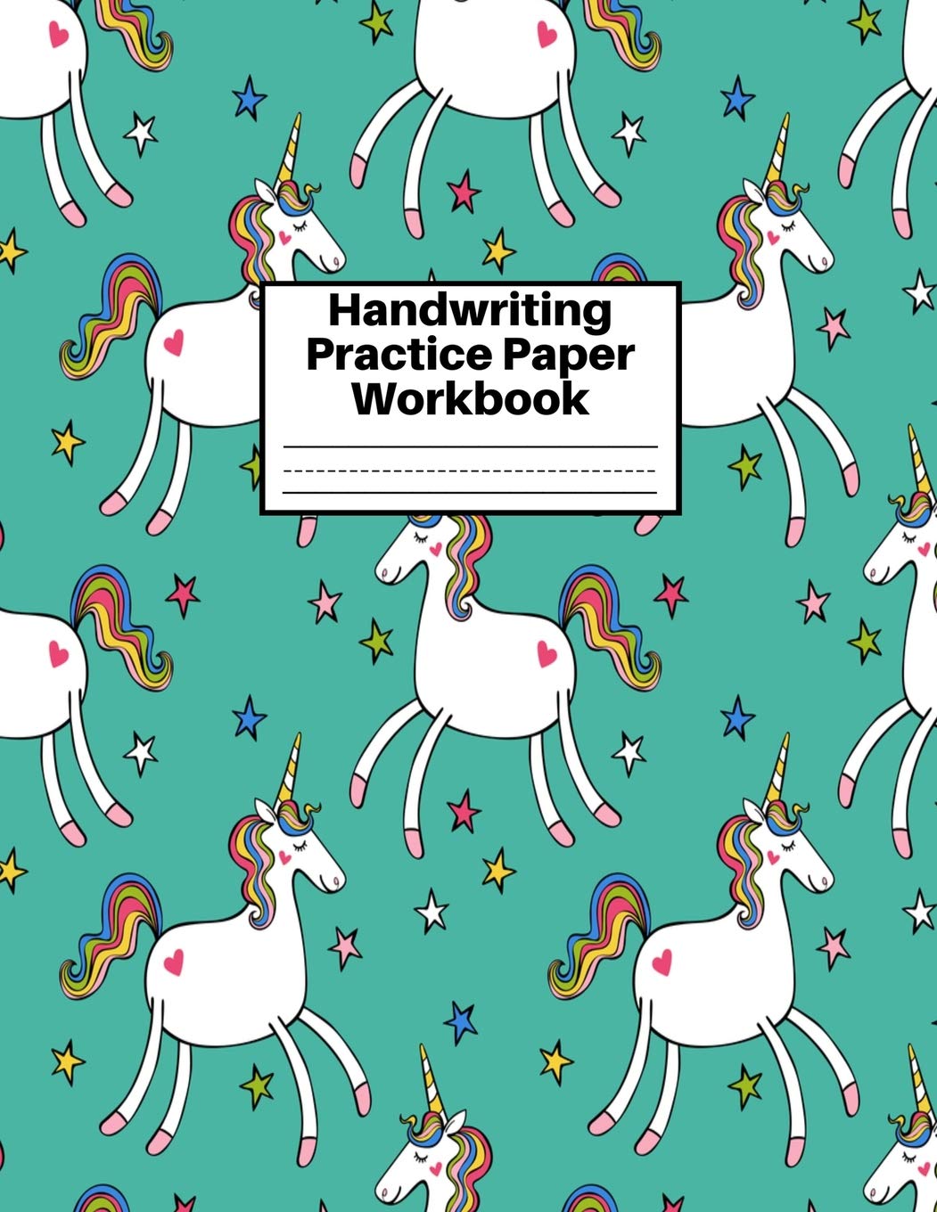 Handwriting Practice Paper Workbook: Cute Unicorn Matte Cover Large 8.5 x 11 Blank Lined Sheets Journal Notebook for Writing Improvement Exercises - ... 2nd, 3rd and 4th) and Adults ~ Design Code BW Books