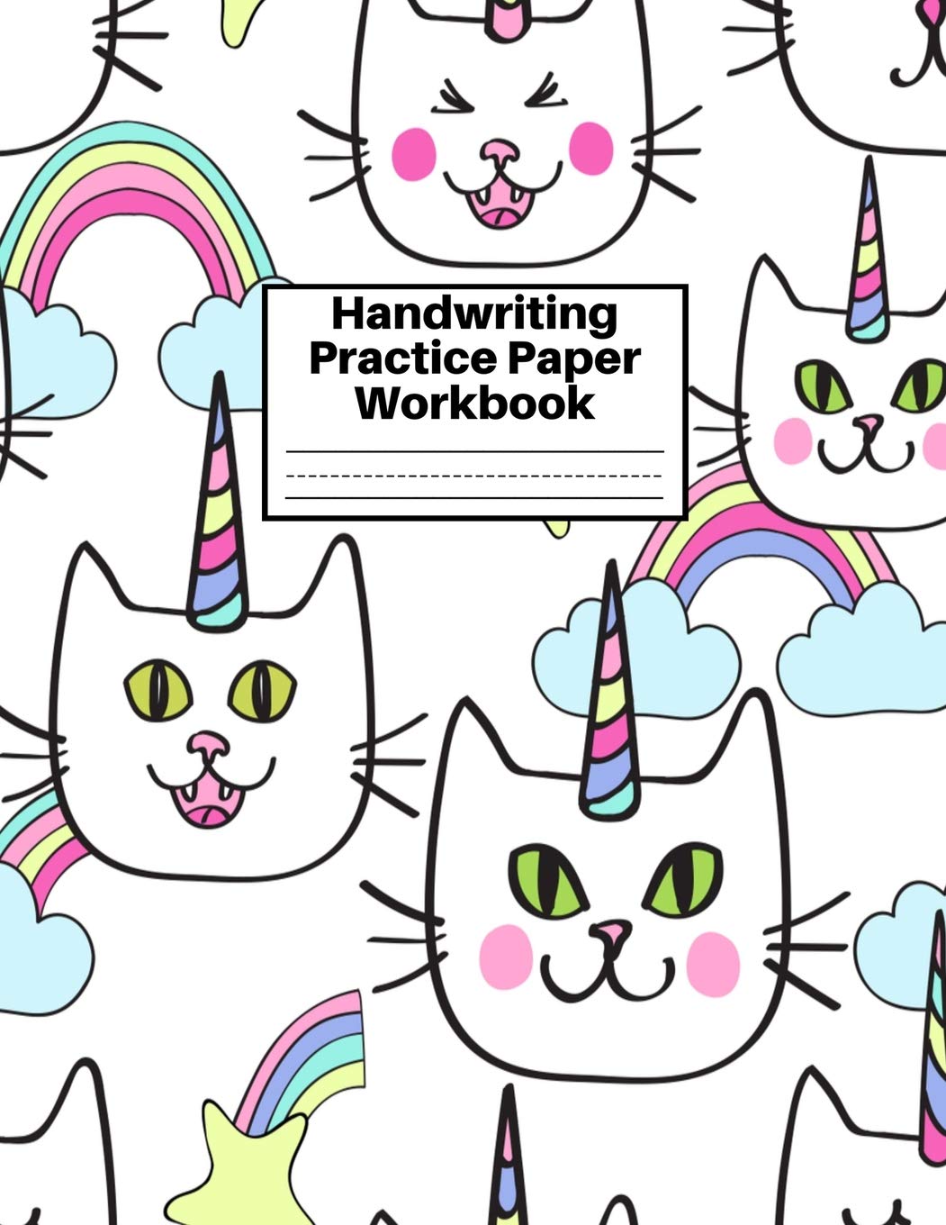 Handwriting Practice Paper Workbook: Cute Unicorn Matte Cover Large 8.5 x 11 Blank Lined Sheets Journal Notebook for Writing Improvement Exercises - ... 2nd, 3rd and 4th) and Adults ~ Design Code BW book