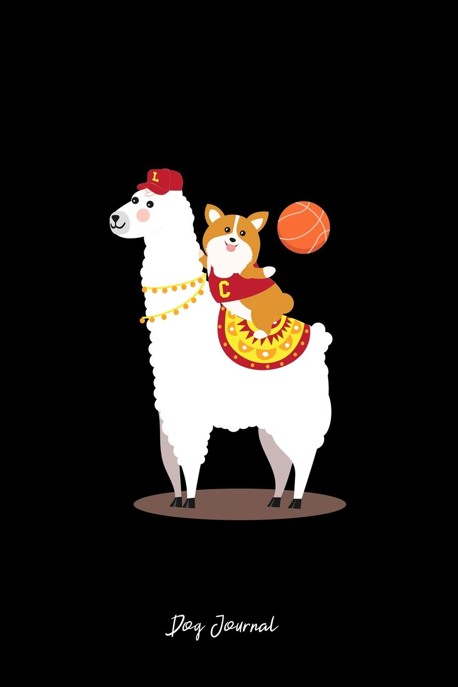 Corgi Dog Llama Journal: Dot Grid Journal - Corgi Dog With A Llama With Basketball Elements Cute Animal Gift Idea - black Dotted Diary, Planner, ... Travel, Goal, Bullet Notebook - 6x9 120 pages Books
