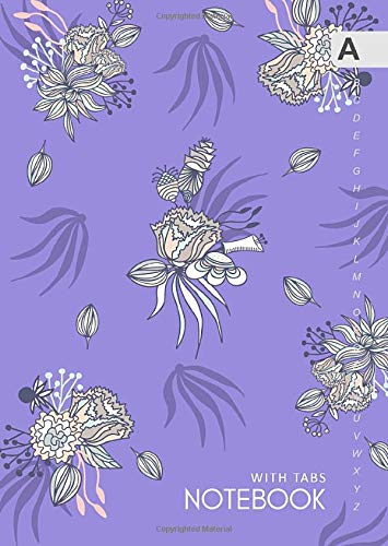Notebook with Tabs: B6 Lined-Journal Organizer Small with Alphabetical Tabs Printed | Cute Misty Morning Flower Design Blue-Violet Media & Communication
