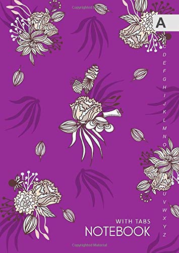 Notebook with Tabs: B6 Lined-Journal Organizer Small with Alphabetical Tabs Printed | Cute Misty Morning Flower Design Purple Media & Communication