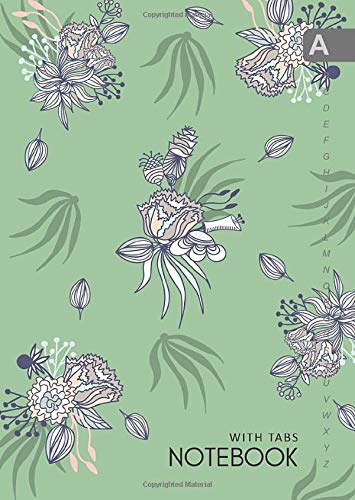 Notebook with Tabs: B6 Lined-Journal Organizer Small with Alphabetical Tabs Printed | Cute Misty Morning Flower Design Green Media & Communication