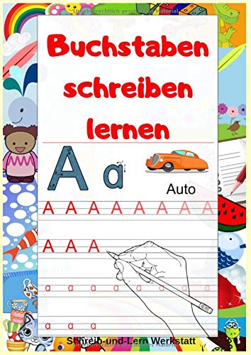 Buchstaben schreiben lernen: Lerne die Großbuchstaben und die Kleinbuchstaben von A bis Z Druckbuchstaben, schönes großen A4 Format, zum Nachspuren und Ausmalen Hobbies & Crafts