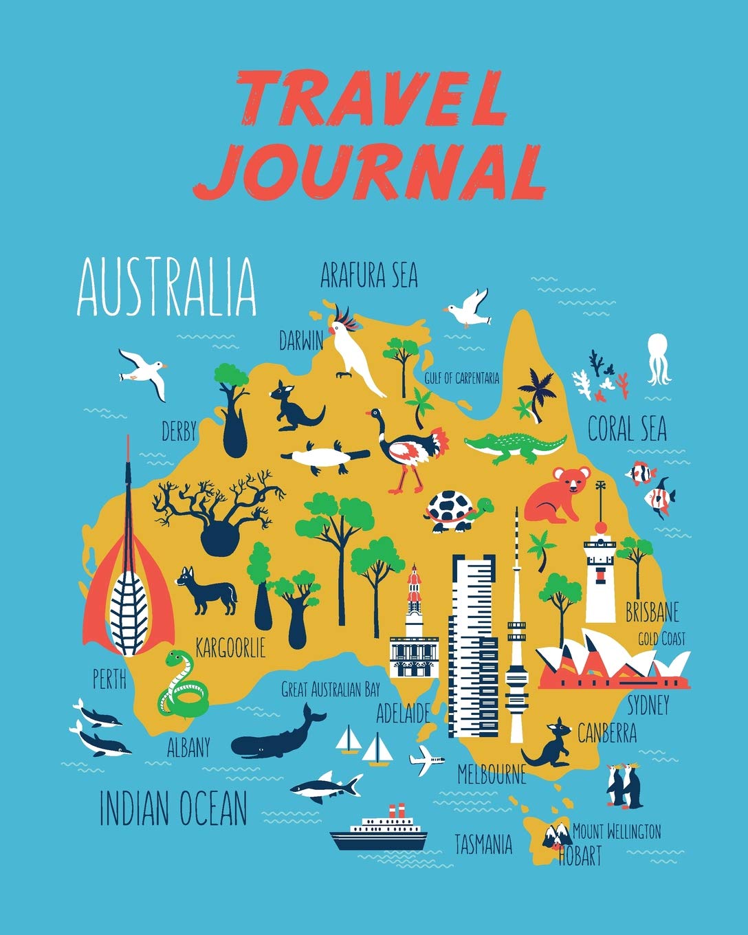 Travel Journal: Kid's Travel Journal. Map Of Australia. Simple, Fun Holiday Activity Diary And Scrapbook To Write, Draw And Stick-In. (Australia Map, Vacation Notebook, Adventure Log) Travel