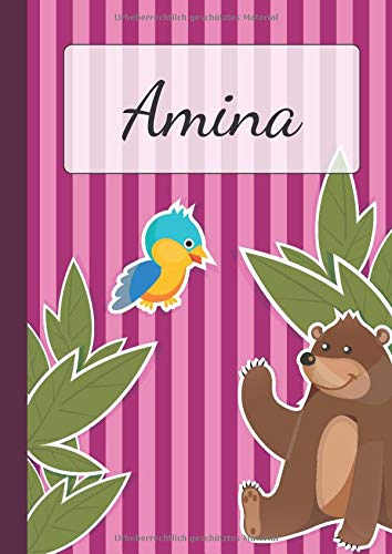 Amina: Dein personalisiertes Malbuch | Ein schönes Kinderbuch, aber auch für Erwachsene geeignet | Notizbuch für Jungen & Mädchen | Zeichenbuch mit ... Seiten mit Tierdesigns | Tolle Geschenkidee Books