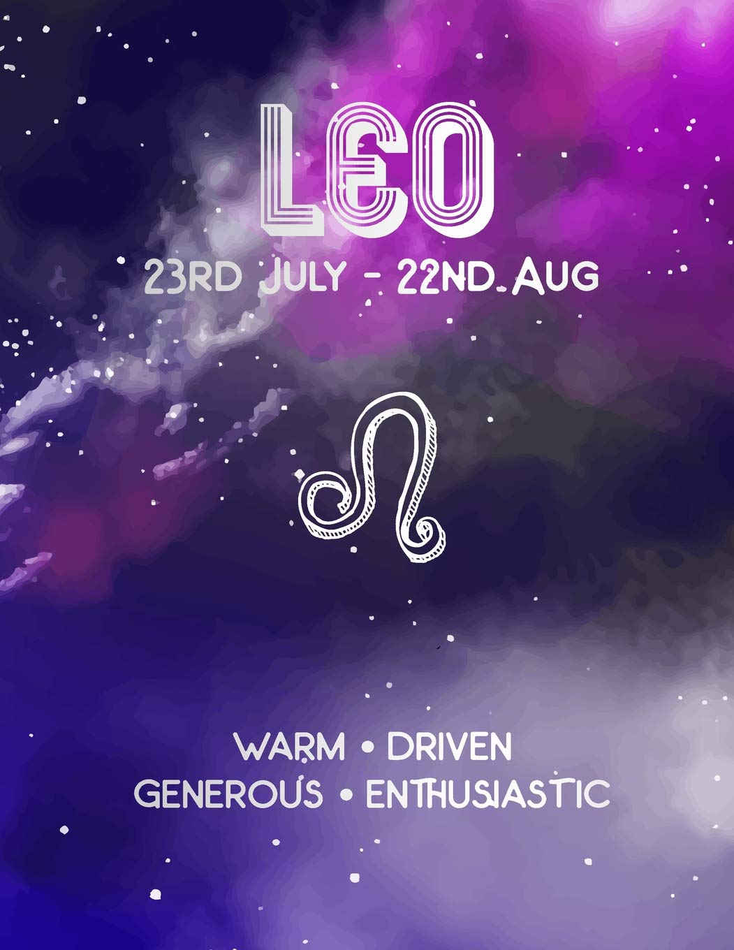 Leo: Zodiac Sign Journal Notebook. Blue Purple Space Galaxy Cover 8.5" x 11" 110 Pages Lined Journal Paper Books