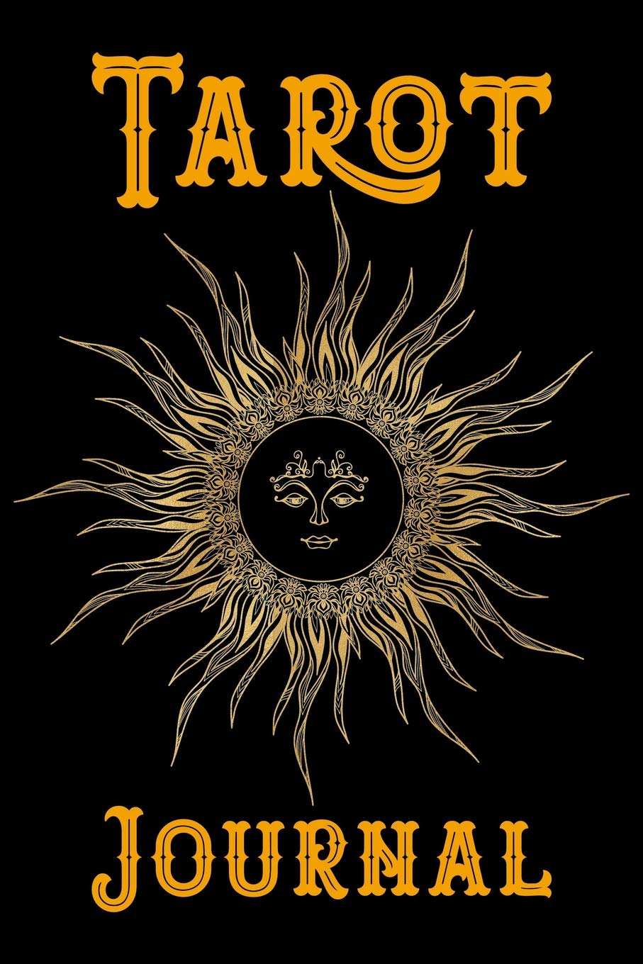 Tarot journal: A daily reading tracker and notebook: Track your 3 card draw, question, interpretation, notes: Black and orange vintage sun cover design Religion & Esotericism
