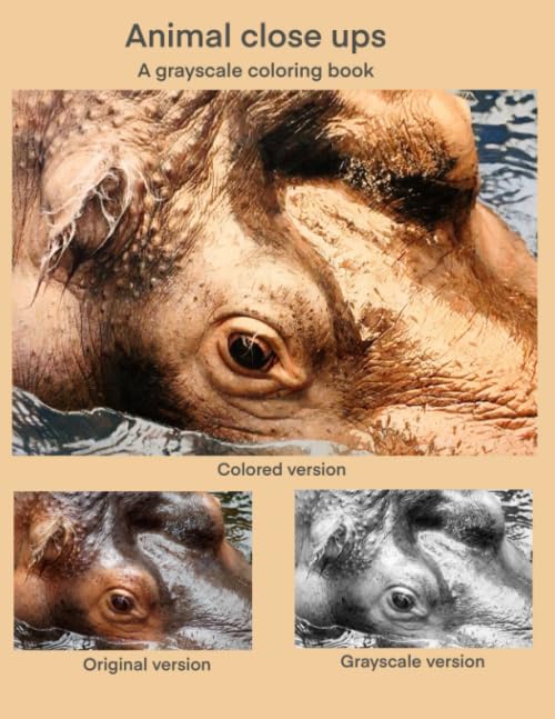 Animal close ups: A grayscale coloring book Hobbies & Crafts