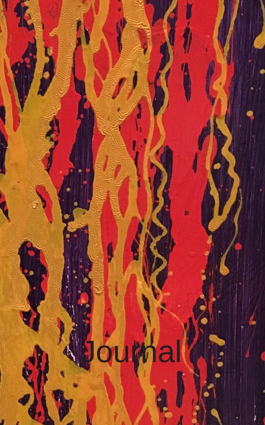 Journal: 5"x 8" 126 page lined soft covered journal,notebook, diary with " red and yellow running paint " on a matte cover Books