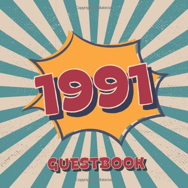 1991 Guestbook: Retro Style Birthday Party Guest Book for Family and Friends to Sign in and Messaging Best Whishes | 100 Pages | 8.25 x 6 Inch | Vol 3 Books