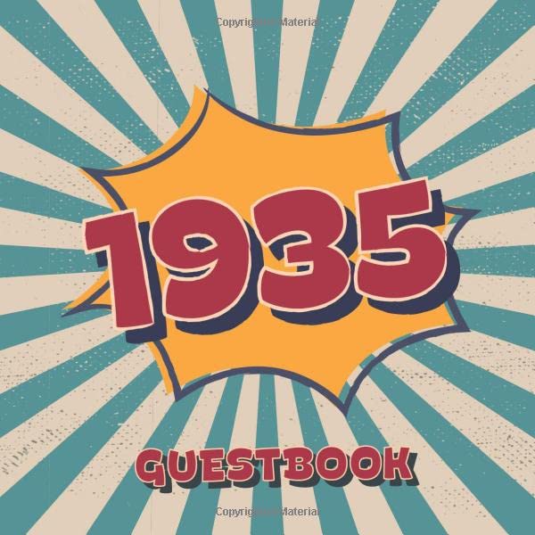 1935 Guestbook: Retro Style Birthday Party Guest Book for Family and Friends to Sign in and Messaging Best Whishes | 100 Pages | 8.25 x 6 Inch | Vol 3 Books