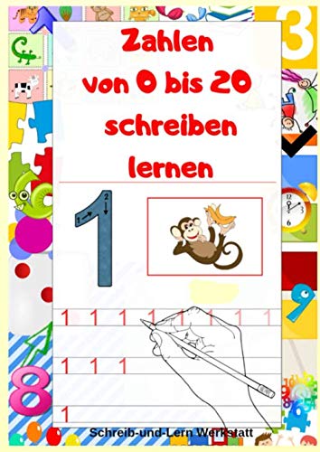 Zahlen von 0 bis 20 schreiben lernen: Lerne die Zahlen von 0 bis 20, schönes, großes A4-Format, Zahlen zum Nachspuren und Ausmalen Hobbies & Crafts