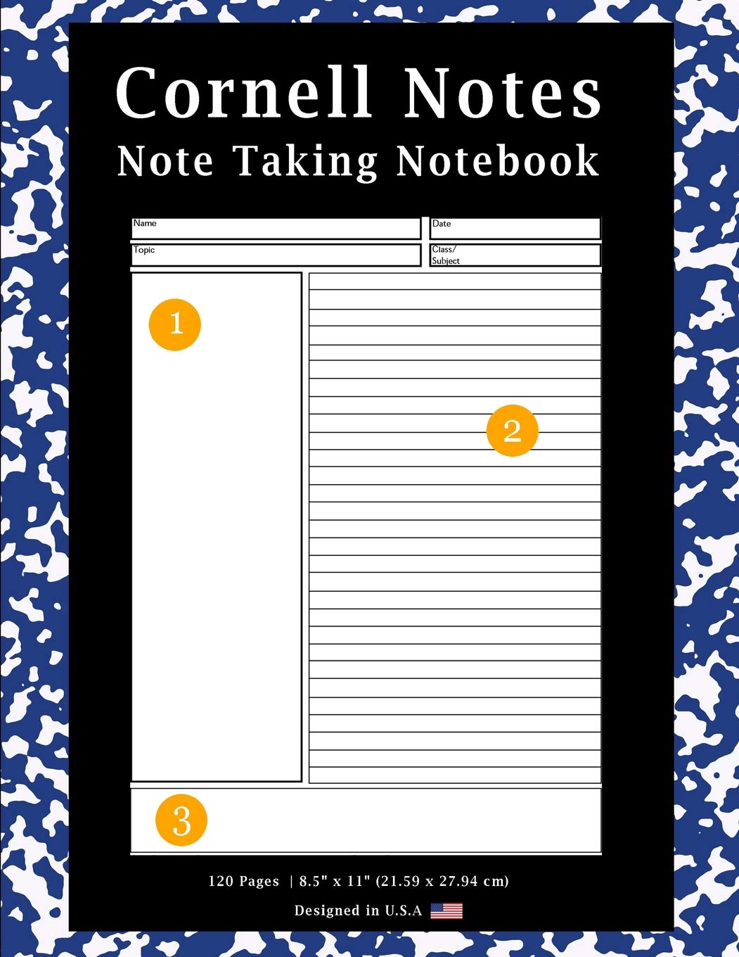 Product Image: Cornell Notes Note Taking Notebook: School Marble Blue -Note Taking With Cornell Notes System, Notebook For Home, Office & School