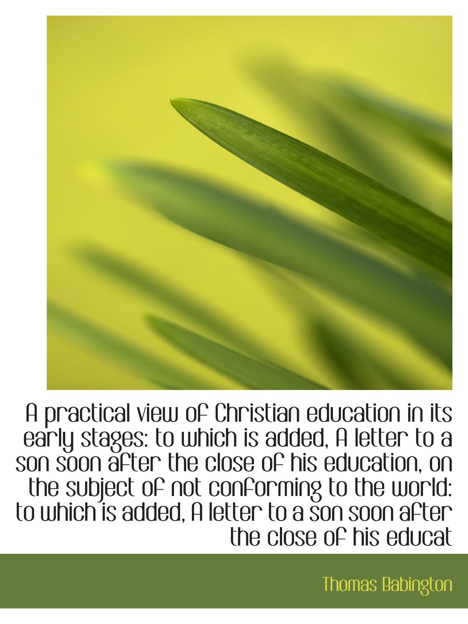 A practical view of Christian education in its early stages: to which is added, A letter to a son so Politics & History