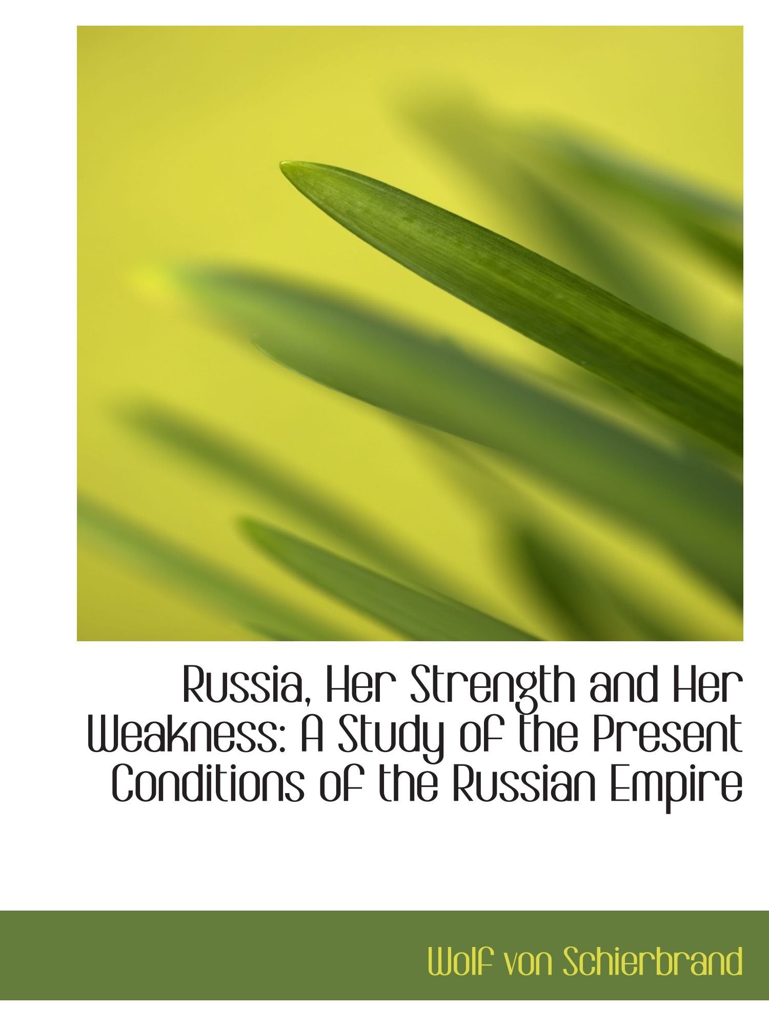 Russia, Her Strength and Her Weakness: A Study of the Present Conditions of the Russian Empire Politics & History