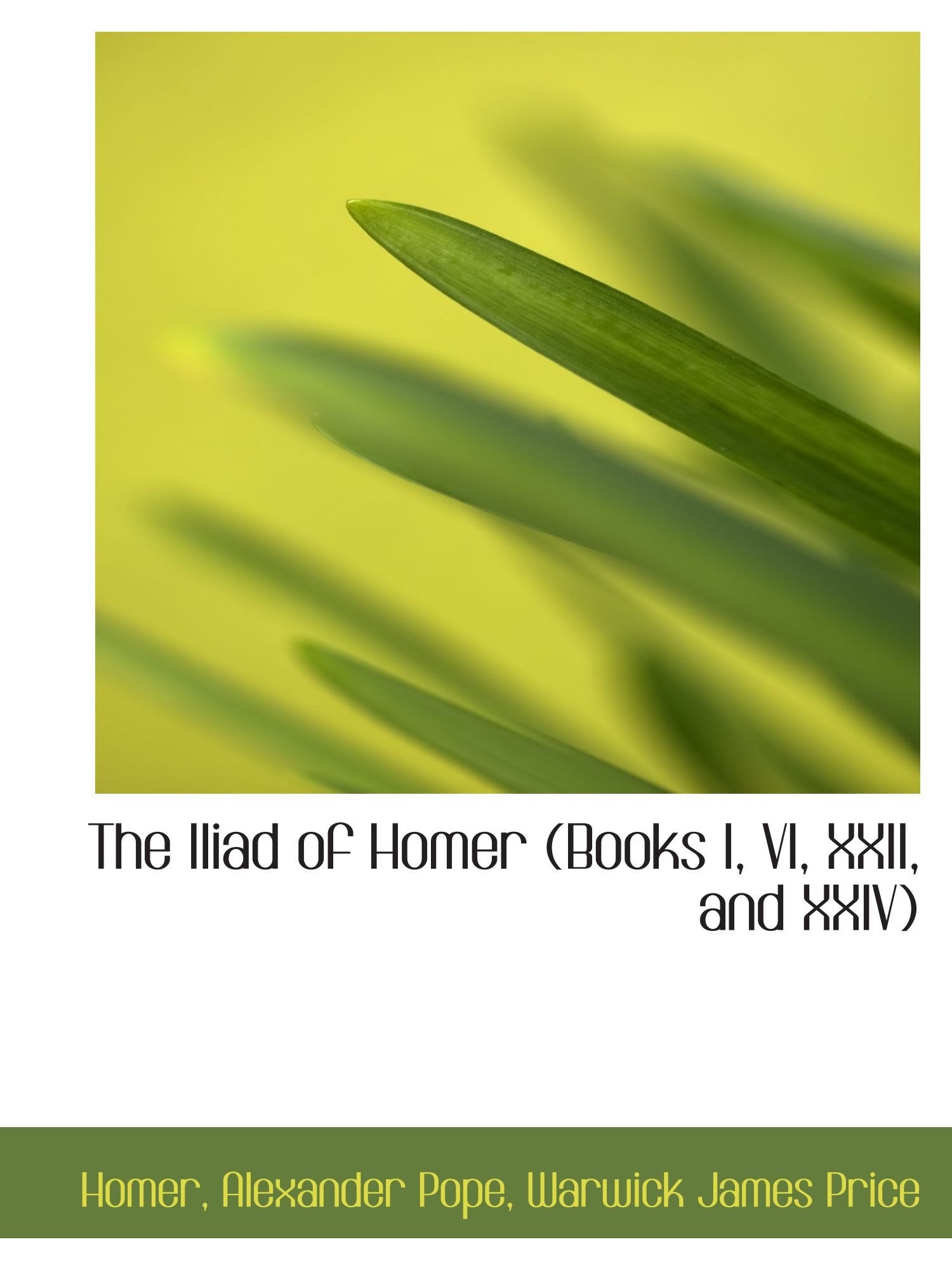 The Iliad of Homer (Books I, VI, XXII, and XXIV) Contemporary literature