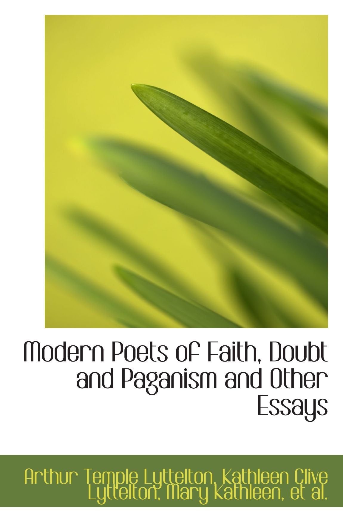Modern Poets of Faith, Doubt and Paganism and Other Essays Politics & History