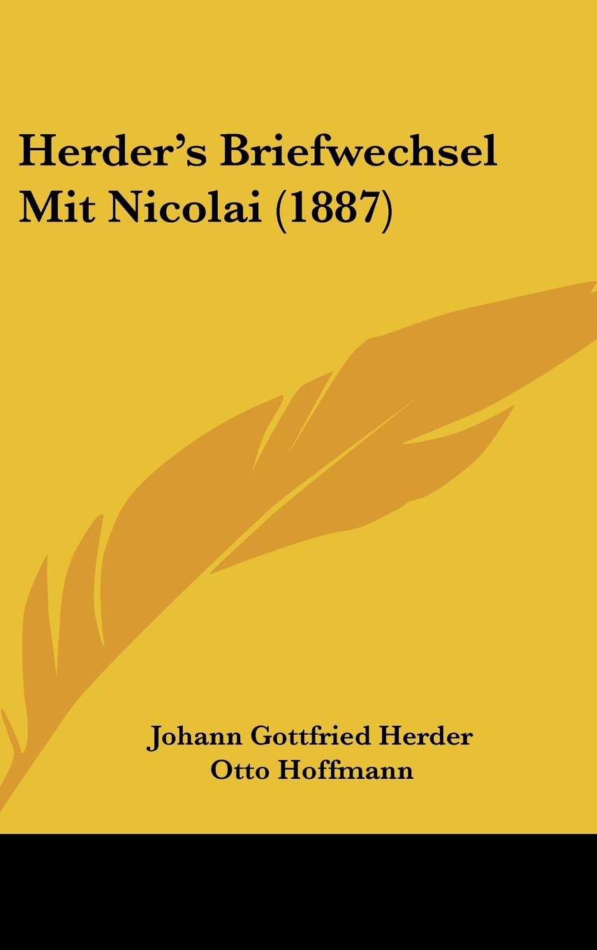 Herder's Briefwechsel Mit Nicolai Contemporary literature
