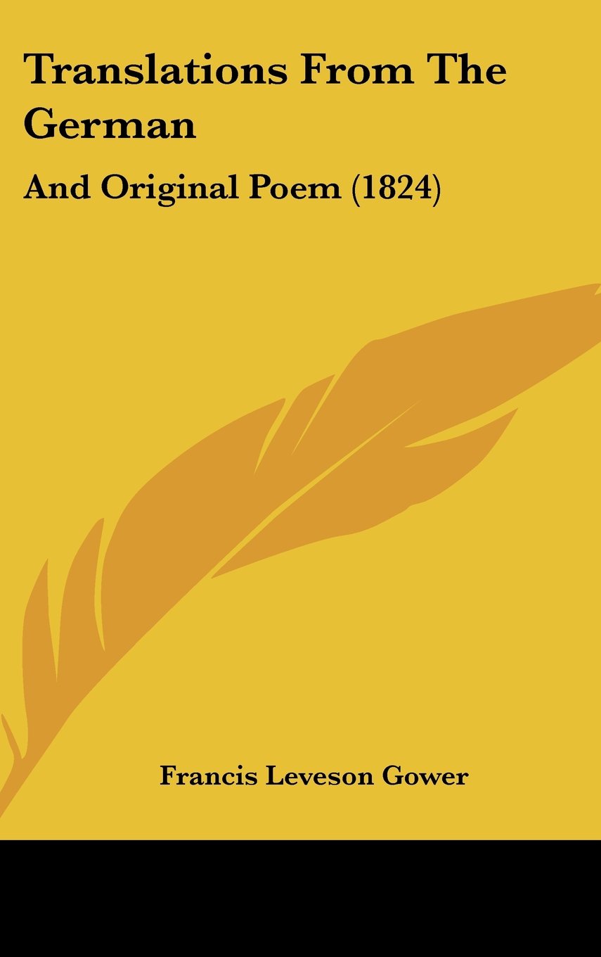 Translations From The German: And Original Poem (1824) Contemporary literature