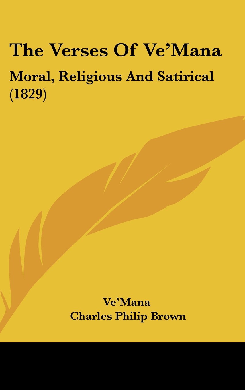 The Verses Of Ve'Mana: Moral, Religious And Satirical (1829) Contemporary literature